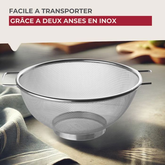 Fackelmann Passoire Inox 20 Cm – Égouttoir Robuste Avec Base Stable – Parfait Pour Pâtes, Riz, Légumes – Passe Au Lave-Vaisselle