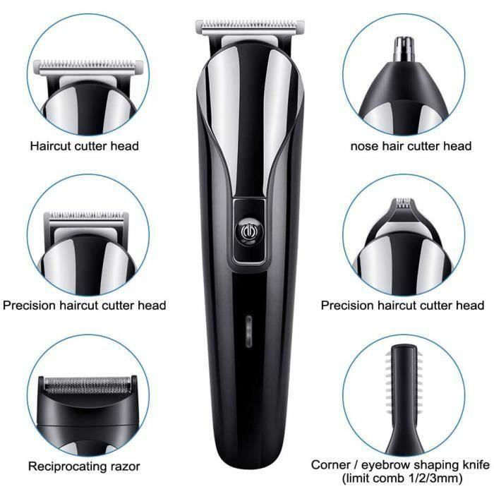 Tondeuse Multifonction Shinon - 6 Têtes - Pour Barbe, Corps, Nez, Oreilles - Rechargeable