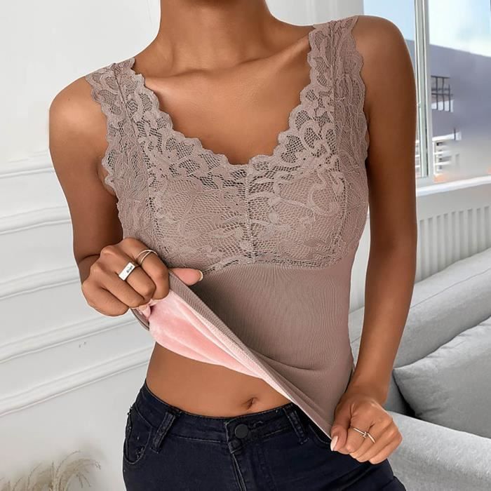 Sasaquoy Pyjama Chemise De Nuit Gilet chaud pour femme avec sous verre et veloursSous vetements thermiques pour femmes avec Pink Pink Cdiscount Pret a Porter