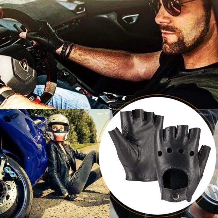 Gants De Conduite Mi-doigts Pour Homme - Cuir Véritable Souple - Neuf Avec étiquette