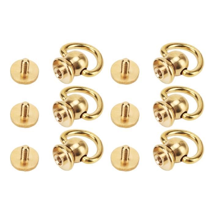10 jeux de rivets à vis avec joint torique en or rose : goujons pivotants en laiton de 10 mm - France 10 jeux de rivets à vis avec joint torique en or rose : goujons pivotants en laiton de 10 mm - France