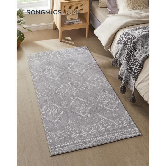Tapis Salon Motif Arbre à Fleurs – 80x150 Cm, Poils Courts, Antidérapant, Lavable En Machine