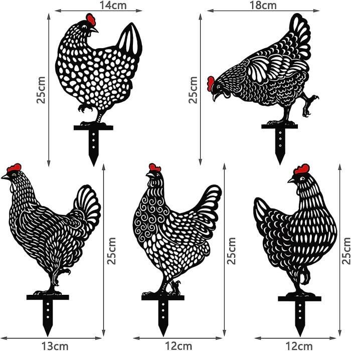 Décoration de jardin WOVTE Poulet du Jardin Blanc 25 x 12 cm Lot de 5 Cdiscount Jardin