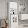 454674 - Design Furniture | Meuble pour machine à laver Meuble de salle de bain - Meuble WC Blanc 64 x 25,5 x 190 cm Aggloméré-2
