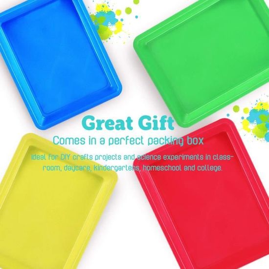 Lot De 4 Plateaux De Service En Plastique Empilables Multicolores Pour