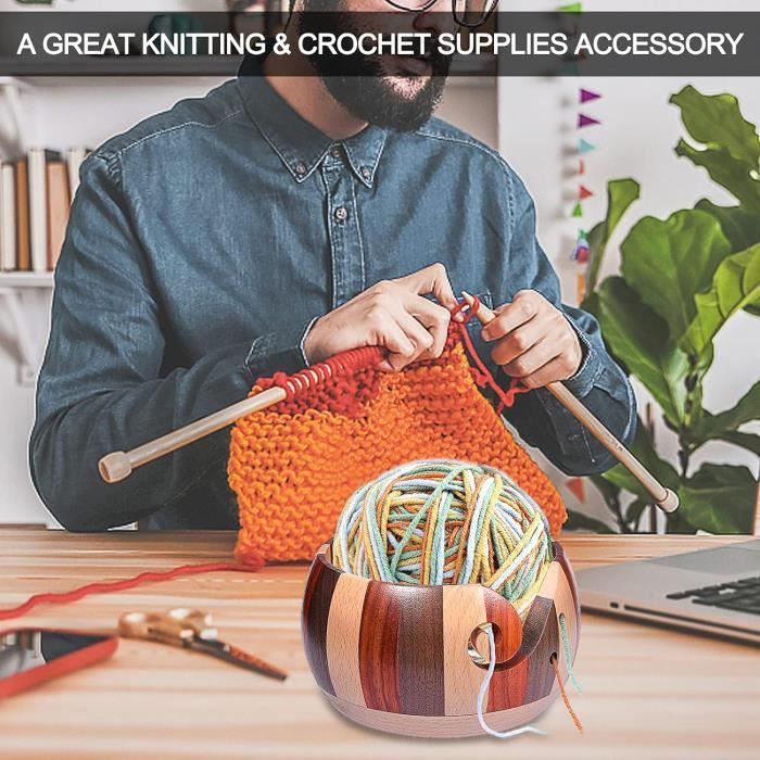 Bol Crochet Bol ¿¿ Laine Avec Couvercle Amovible, Support De Laine De Pin De Bambou Bol Tricot Bol Crochet Bol ¿¿ Laine Avec Couvercle Amovible, Support De Laine De Pin De Bambou Bol Tricot