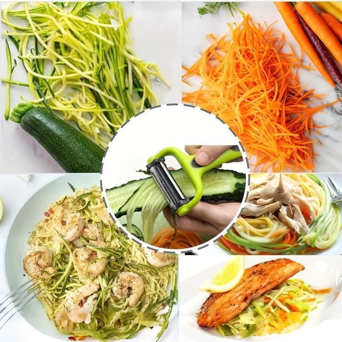 Éplucheur Universel à Lame Pendulaire, Bord Dentelé, Double Tranchant, Acier Inoxydable, Passe