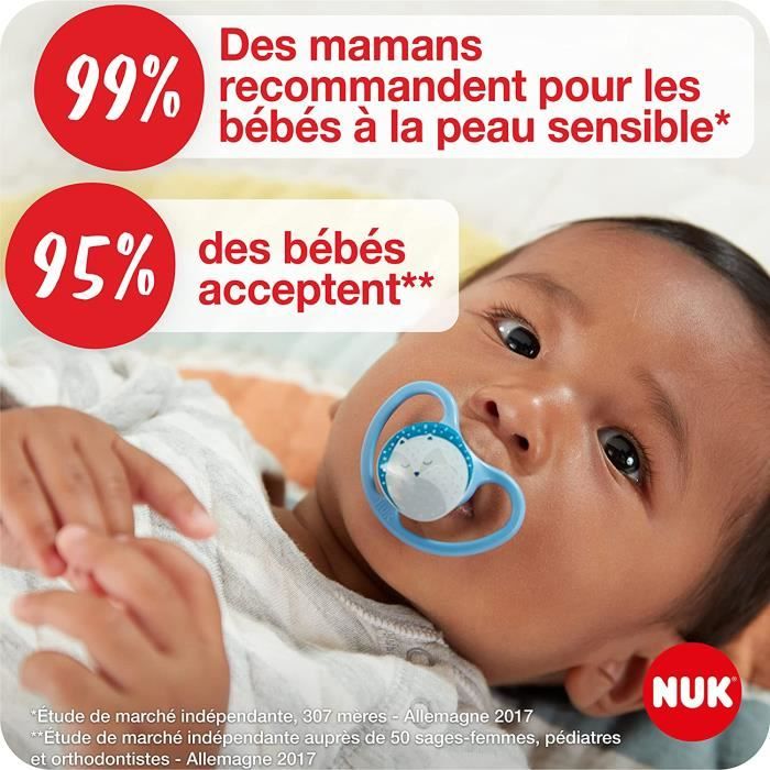 NUK Space Night 2 Sucettes Silicone 18-36 Mois