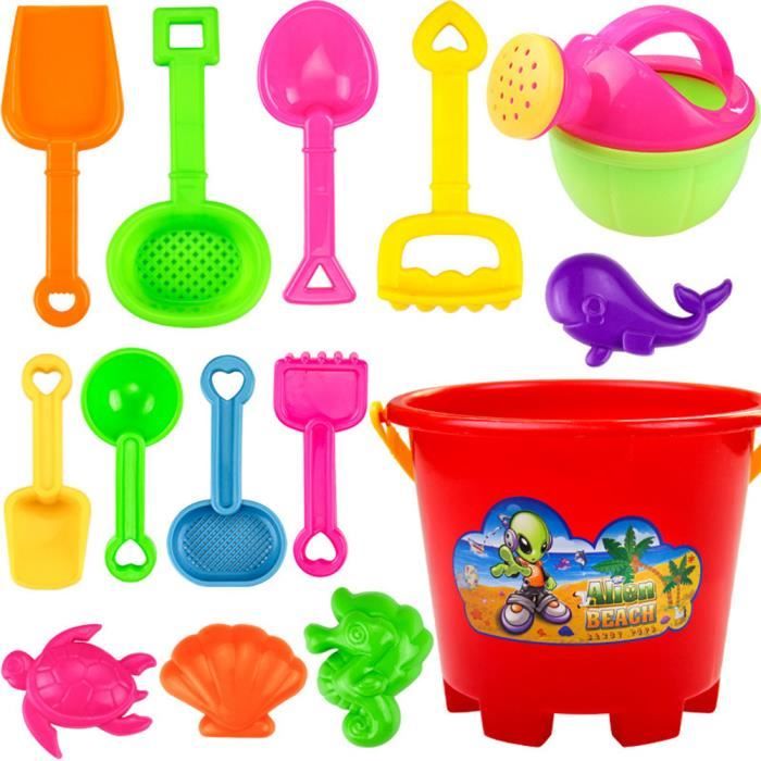 Jouet De Plage Vndnsy 16 Pièces - Seau Pliable + Outils Métal/bois + Moules Animaux - Kit Château De Sable Enfant