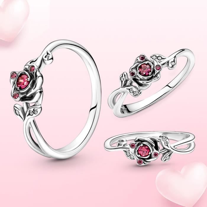 Diademe KZZUW Bague en argent 925 Rose Shine Bagues femme bijoux Bague La Belle et la bete Couples Bagues Europeennes et Americaines Achat Vente diademe Bijoux Lunettes Montres Diad Femme Adulte