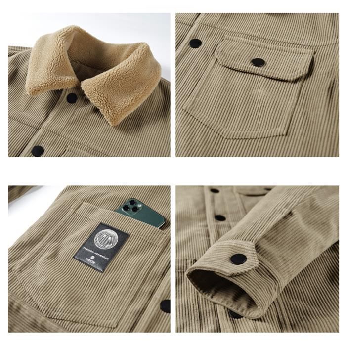 Veste D'hiver Homme En Velours Côtelé - Coupe Ample, Chaude Et Légère, Parfaite Pour Le Quotidien Décontracté