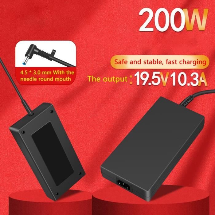 200W 19.5V - 10.3A Chargeur D'Ordinateur Portable 4.5X3.0Mm 2.7M Adaptateur  Secteur pour HP Shadow Elf 3-4 - 5Th Pro 4 - 5Th - Cdiscount Informatique