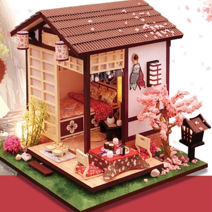 Miniature de maison de poupée avec accessoires de meubles, kit de maison  d'architecture japonaise bricolage plus lumière LED et - Cdiscount Jeux -  Jouets