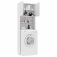 454674 - Design Furniture | Meuble pour machine à laver Meuble de salle de bain - Meuble WC Blanc 64 x 25,5 x 190 cm Aggloméré-3
