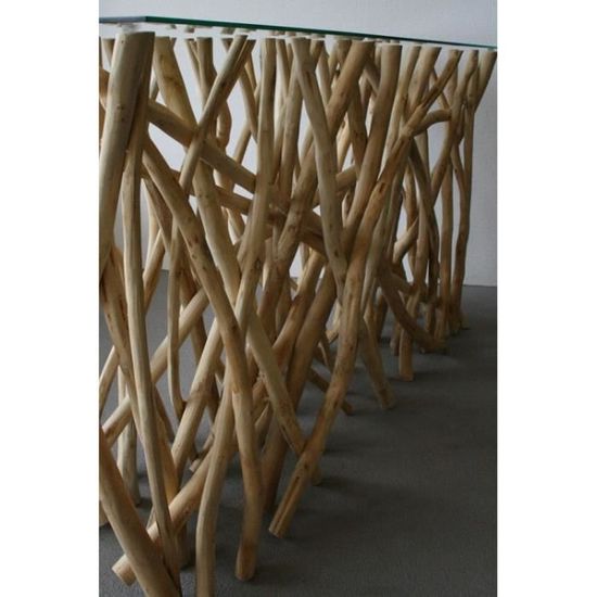 Console Design En Bois Flotte Teck 77 X120cm Achat Vente