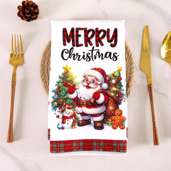2 Serviettes De Cuisine Noël - Motif Pain D'épice, Coton Doux 40x60 Cm - Décoration Festive