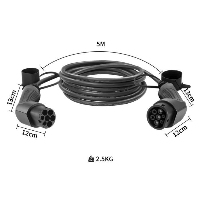 Câble de chargement du VE, câble libre vers le type 2 (voiture), 16A,  monophasé, 5m, Fish - Torque Alliance