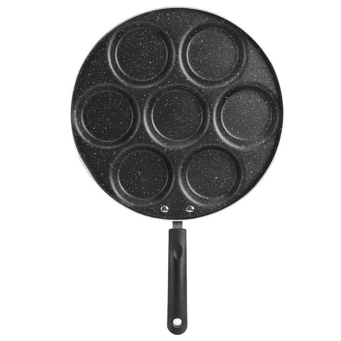 Poêle à Pancakes 7 Trous En Forme De Sourire - Aluminium Antiadhésif, Compatible Toutes Cuisinières, Pour Petits Déjeuners Fun