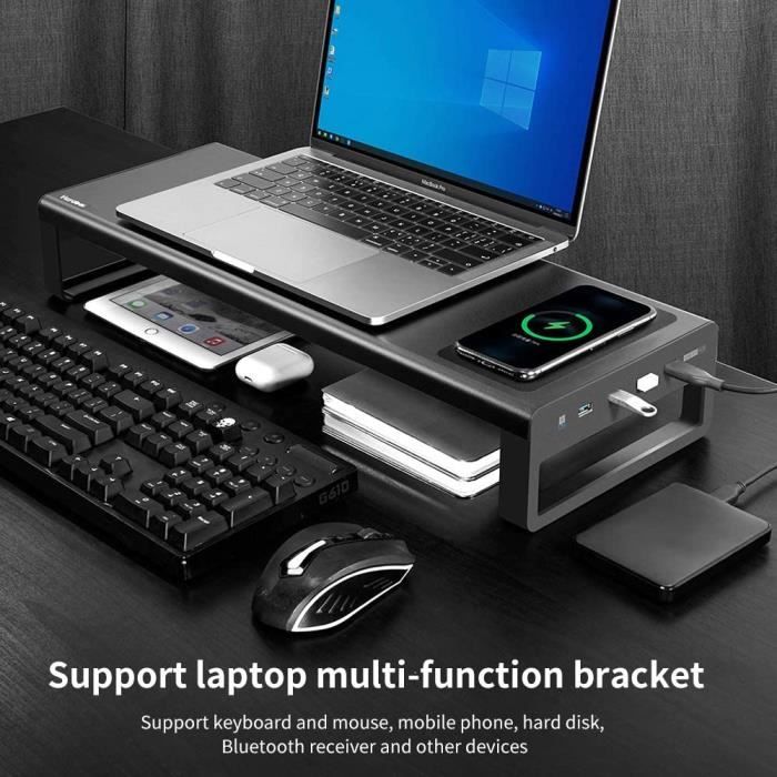 VAYDEER Support Moniteur PC avec Chargement sans Fil et USB 3.0