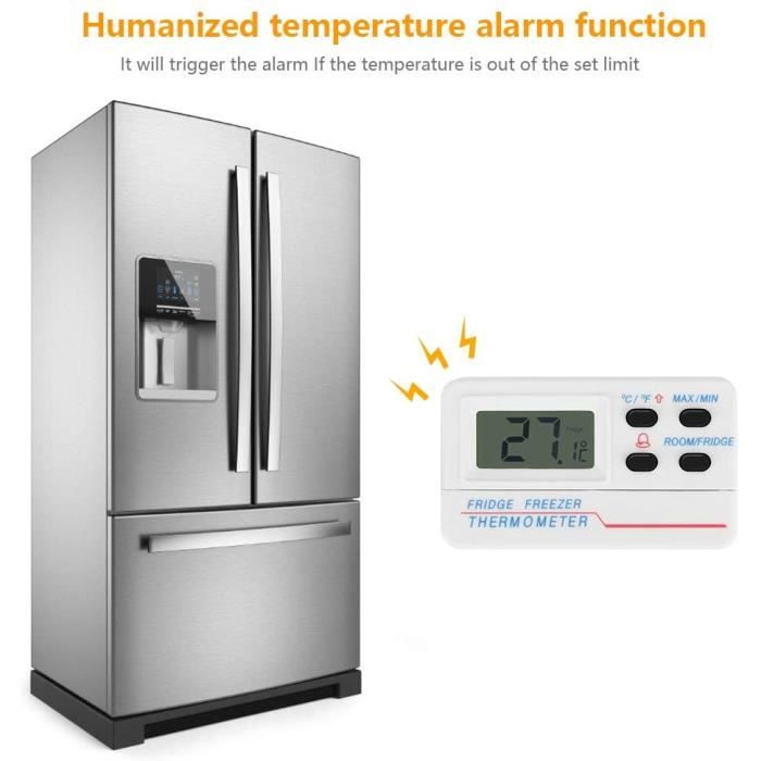 Thermomètre pour réfrigérateur Affichage numérique sans fil Congélateur  Moniteur de température Thermomètre pour réfrigérateur avec capteur 2  pièces et alarme Min/Max : : Gros électroménager