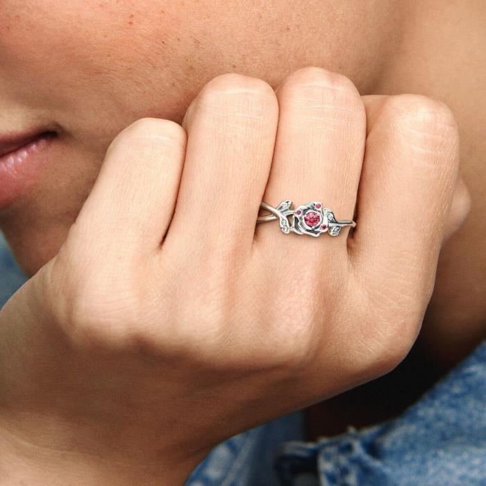 Diademe KZZUW Bague en argent 925 Rose Shine Bagues femme bijoux Bague La Belle et la bete Couples Bagues Europeennes et Americaines Achat Vente diademe Bijoux Lunettes Montres Diad Femme Adulte