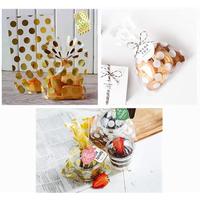 Support TV Bras Long 200 Sacs Cellophane Transparents 25x5cm - Idéal Pour Bonbons Et Petits Cadeaux - Avec Attaches Incluses Lot Bonbon Anniversaire Enfant