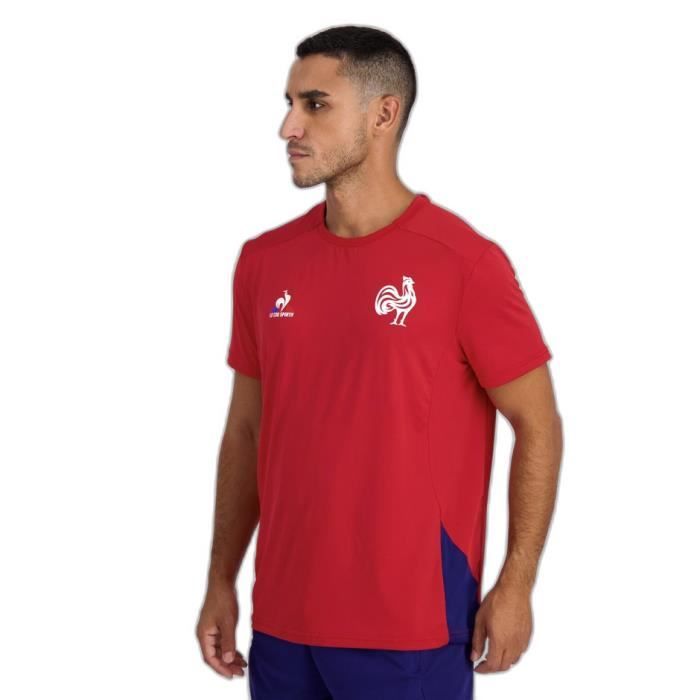 T shirt d entra nement XV de France 2023 24 rouge coq intense