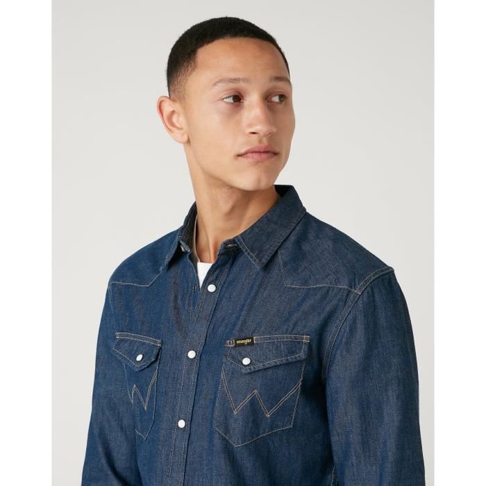 Chemise Western Wrangler Homme Taille L - Carreaux, Manches Longues, Boutons Pression