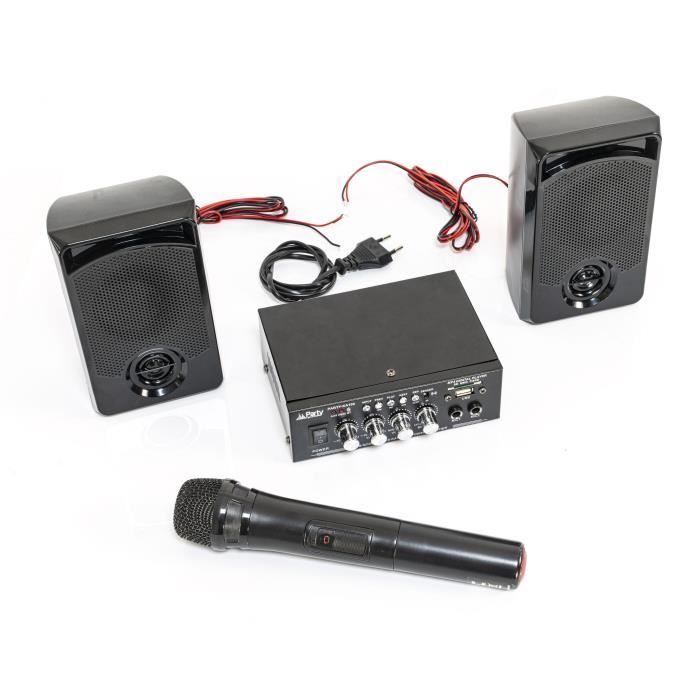 PARTY LIGHT&SOUND PARTY-KA100 - Kit karaoké : 1 amplificateur 2x50W, 2  enceintes, 1 micro - 76dB - Bluetooth, USB - Cdiscount TV Son Photo