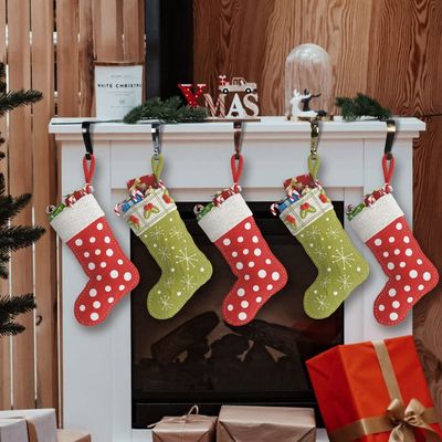 Lot de 4 supports de chaussettes de Noël, crochets en métal antidérapants pour suspendre des chaussettes de Noël, décorations de cheminée (doré