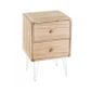 Table De Chevet En Bois De Paulownia Et Pieds Metal Blanc 2