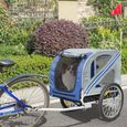 MENGDA Remorque de Vélo Chien Pliable Transport Animaux Cadre Pliable avec Roues de 48cm   Bleu/Gris-0