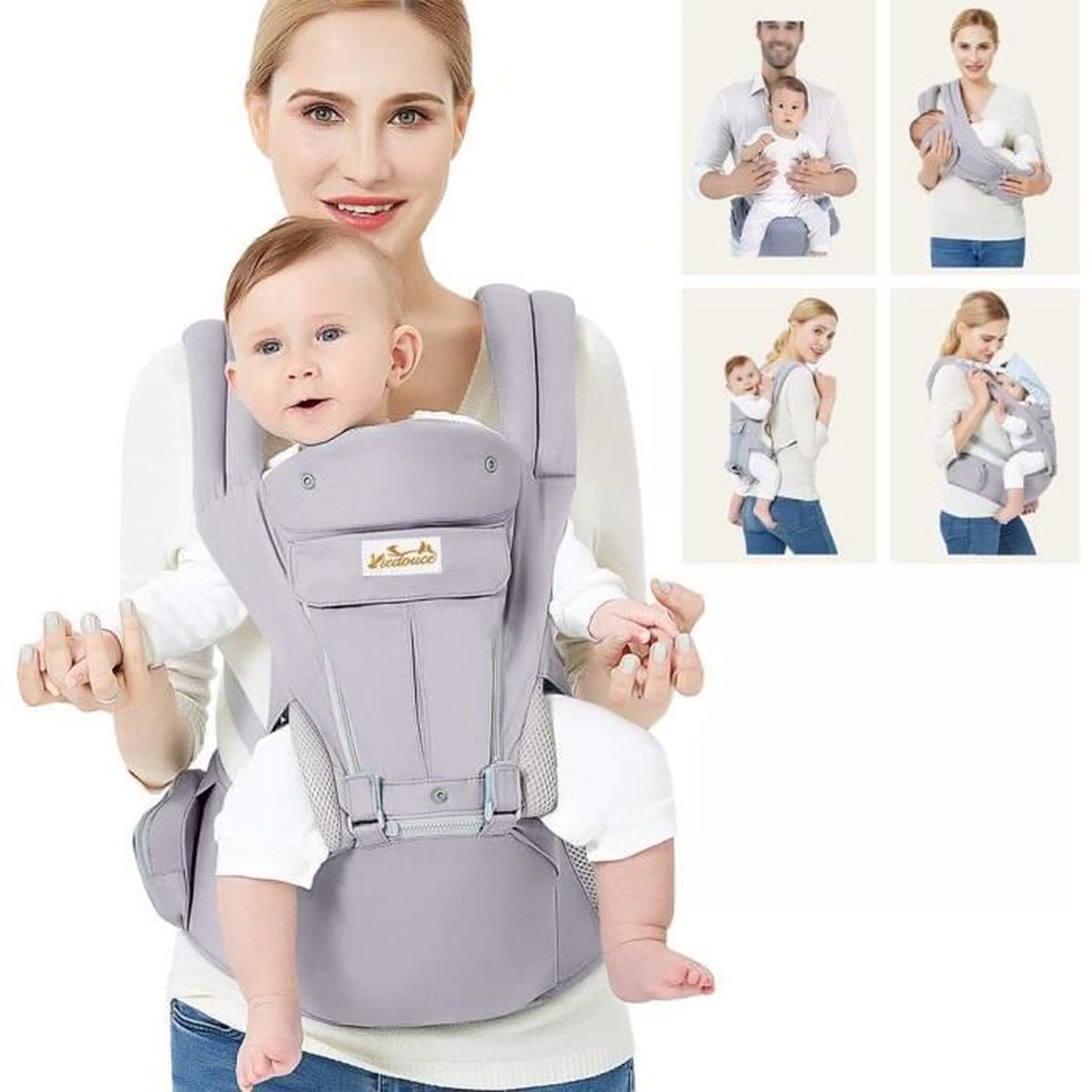 Viedouce Porte Bebe Ergonomique Avec Siege A Hanche Pur Coton Leger Et Respirant Multiposition Dorsaux Reglable Cdiscount Puericulture Eveil Bebe