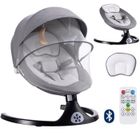 BAKLON Balancelle Bébé Électrique - 10 mélodies - 5 Amplitudes de Vibrations - arche à jouets - Gris foncé