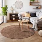 Tapis Salon Shaggy - Marion - Mocca - 160 cm Rond Ø - 100% Polypropylène - SIMPEX