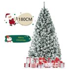 COSTWAY Arbre de Noël Artificiel à Flocons de Neige 180CM avec Charnières,Support Métallique et 600 Branches Matière PVC