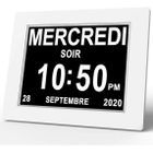 JOULLI 8 Pouce LCD Horloge Numérique Calendrier avec Date, adaptée aux seniors, horloge Alzheimer avec grands chiffres