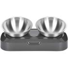 Oricean Gamelle Chien Chat en Acier Inoxydable, 400ml x2 Bol Double pour Chat & Chien d’alimentation, Antidérapants sans