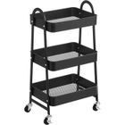 Desserte Chariot De Service à Roulettes Multifonction - PIPIPOXER - Noir - 3 Niveaux - Rangement multicouche
