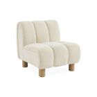 SWEEEK Fauteuil relax pieds arrondis en bois et tissu crème blanc