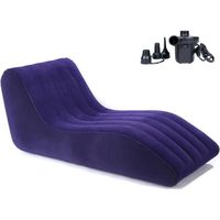 Chaise Gonflable Canapé Chaise Longue AMOUNE - Bleu - Intérieur - Design - Tissu