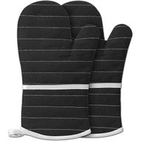 Gants de four résistants à la chaleur, gants de cuisson en toile antidérapants gants de cuisine (noir - à carreaux)
