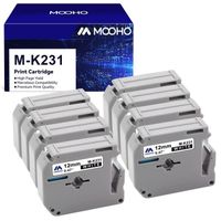 Compatible Rubans d'étiquette MK231 M-K231 MOOHO pour Brother MK231 Brother M-K231 Cassette,12mm Noir sur Blanc, Lot de 8