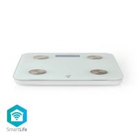 Nedis - Smartlife Pèse-Personne | Wi-Fi | BMR/os/poids/muscles/gras/eau | Maximale : 180 kg | Android & iOS | Verre | blanc