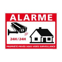 Panneau Alarme Propriété Privée sous Vidéo Surveillance  24h/24Plastique PVC 1 mm150 x 105 mm 150 x 105 mm Plastique PVC 1 Mm