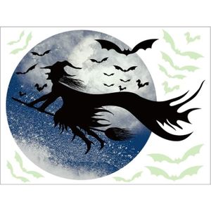 PARTITION Halloween Witch Wall Autocollant Lumineux Planet PVC Bat Wall Autocollant Stickers Arbre Blanc pour Chambre (White, One A858