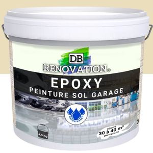 PEINTURE - VERNIS 4,5 kg Ivoire clair - RESINE EPOXY Peinture sol Garage béton - PRET A L'EMPLOI - Trafic intense - Etanche et résistante