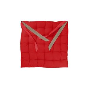 COUSSIN DE CHAISE  Galette de chaise carrée matelassée VALAYANS Rouge