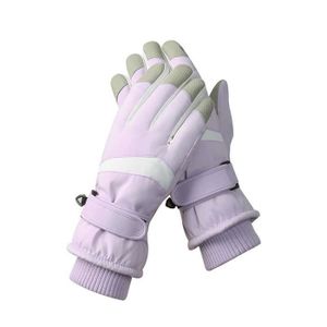 GANTS - MOUFLES DE SKI Gants de ski outdoor femme - écran tactile - velours, chauds, imperméables et antidérapants - Violet avec du gris et du blanc