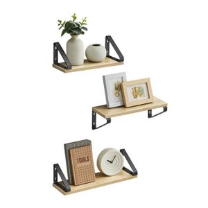 Étagère Murale - VASAGLE - Lot de 3 - 2 Façons de Montage - Couleur Chêne et Noir